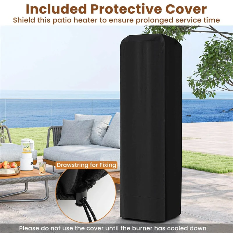 Eletrclife 40000 BTU Outdoor Propane Patio Heater with Tempered Glass Tube, Wheels & Cover for Backyard