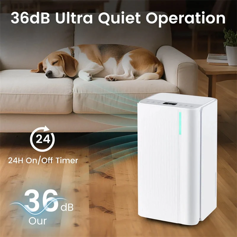 Eletriclife 32 Pints 2000 Sq.ft Dehumidifier for Basement with Drain Hose & 24H Timer