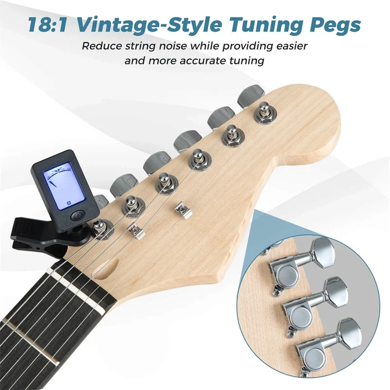 Eletriclife 39" Full Size 6 String Electric Guitar Beginner Kit with 15W AMP & SSS Pickups for Starter