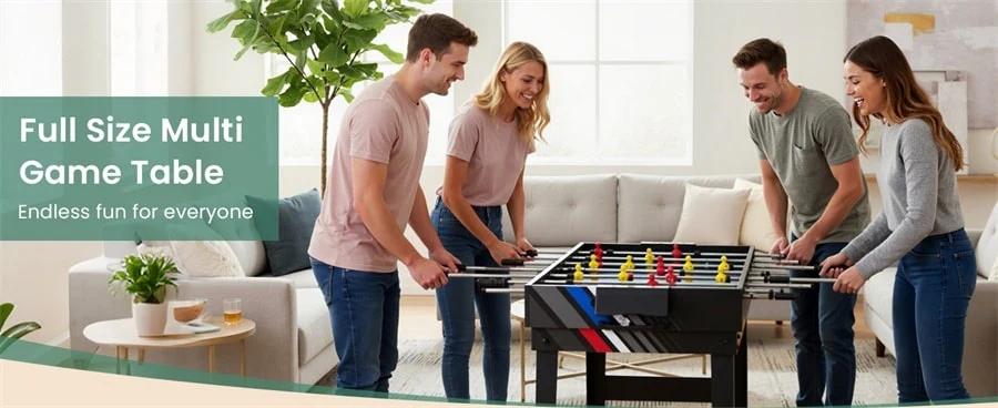 Eletriclife 4-in-1 Multi Game Table 49" Foosball/Pool/Air Hockey/Table Tennis Comb Table for Arcade Game Room