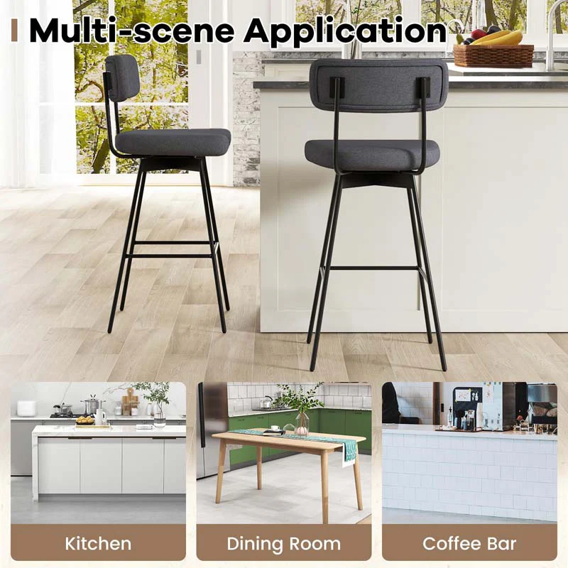 Eletriclife 29 Inch Counter Height Upholstered Swivel Bar Stool