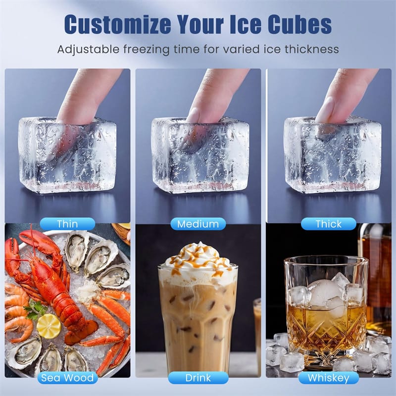 Eletriclife 110 LBS/24H Commercial Ice Maker Stainless Steel Ice Machine with 25 LBS Storage & 36 Cubes in 13 Mins