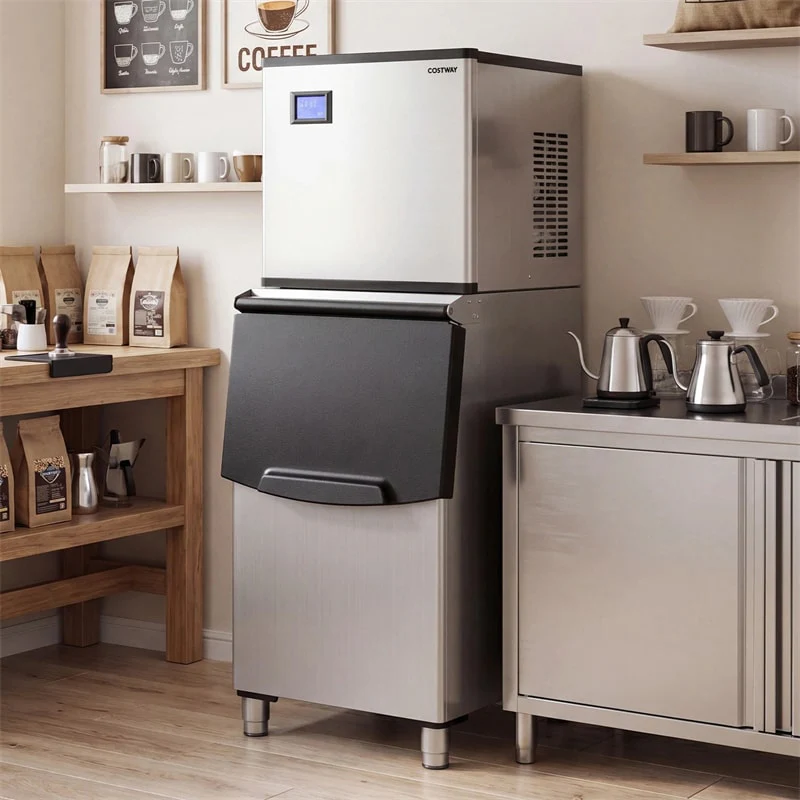 Eletriclife 450 LBS/24H Commercial Split Ice Maker Stainless Steel Ice Machine with 250 LBS Storage Bin for Resturants Bar Cafe