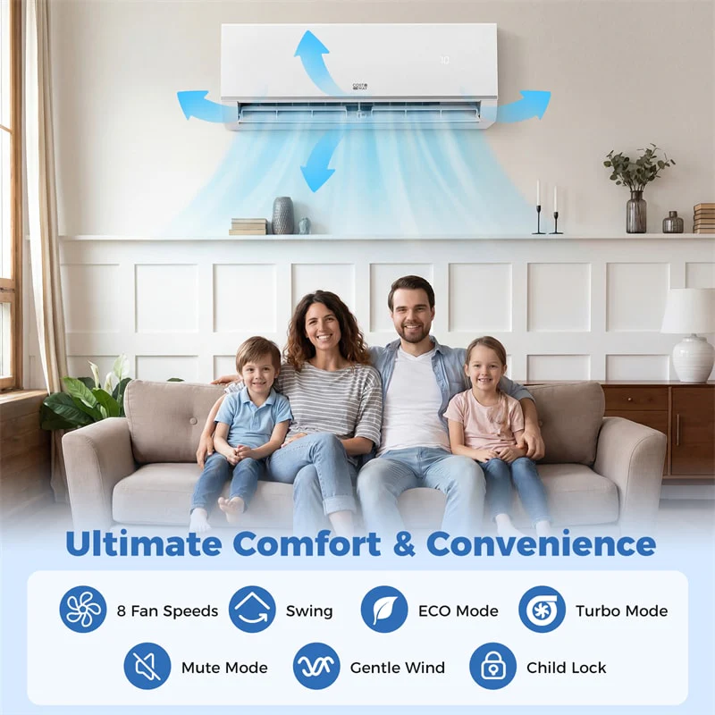 Eletriclife Blast Pro 9000 BTU Wifi Enabled Mini Split Air Conditioner & Heater, Energy Efficient Inverter Ductless AC