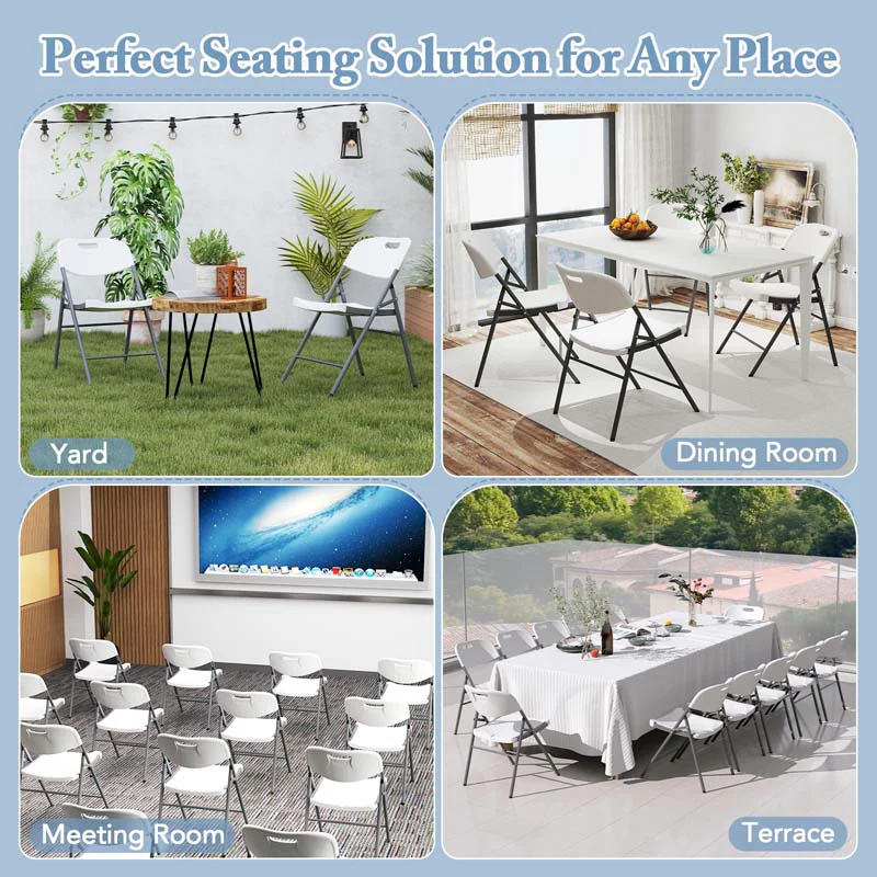 Eletriclife Folding Stackable Chairs with Metal Frame and Carrying Handle