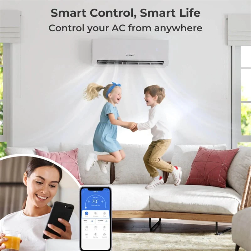 Eletriclife 18000 BTU 22 SEER2 Dual Zone Mini Split Air Conditioner WiFi Enabled with Heat Pump & Energy Star