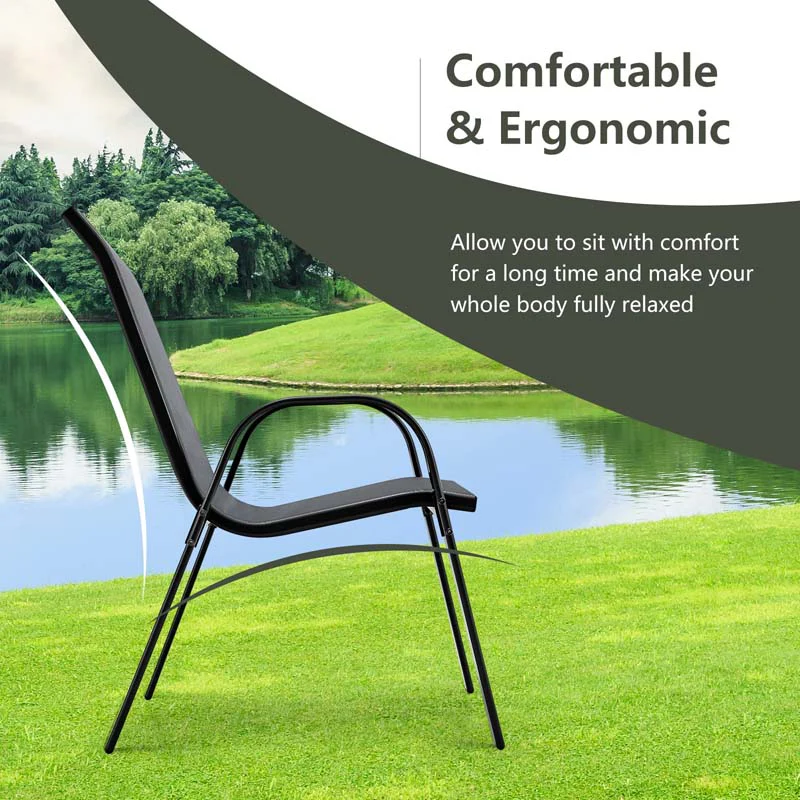 Eletriclife Set of 4 Outdoor Stackable Dining Chairs with All Weather Fabric