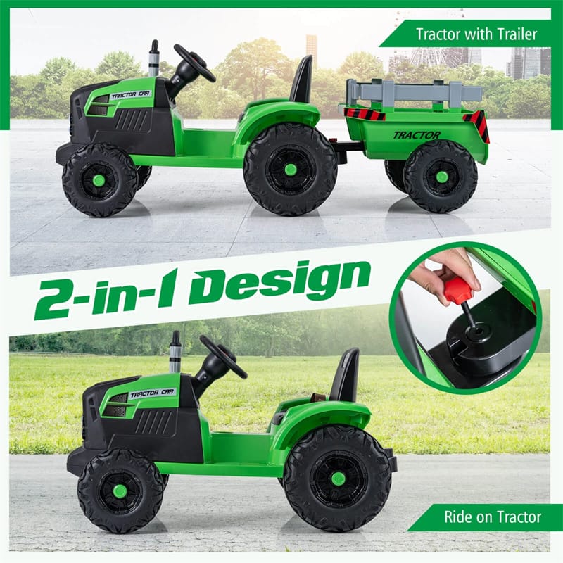 Eletriclife 24V Ride On Tractor with Detachable Trailer & Remote Control for Kids Ages 3 