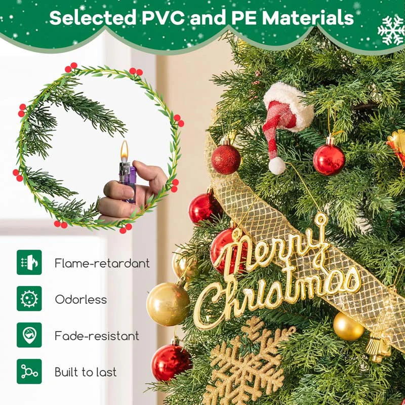 Eletriclife Pre-Lit Artificial Christmas Tree with 11 Modes and Metal Stand