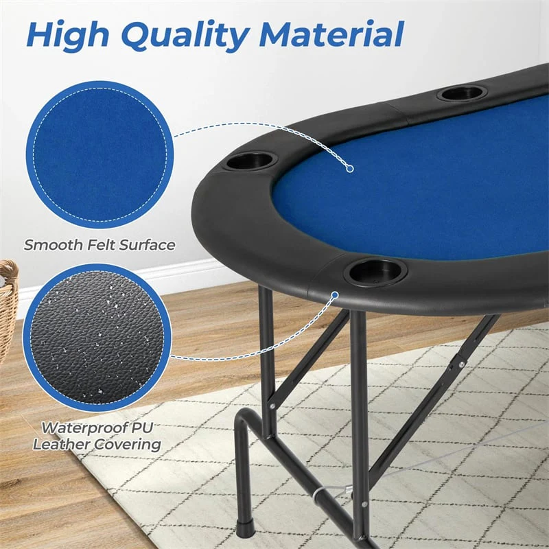 Eletriclife 72" Foldable 8-Player Poker Table with Comfy Armrests & 8 Cup Holders for Texas Holdem Blackjack