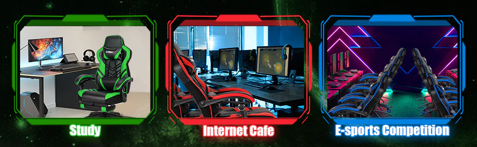 Eletriclife Ergonomic Gaming Chair Reclining High Back Computer Chair with Footrest & Linkage Armrests