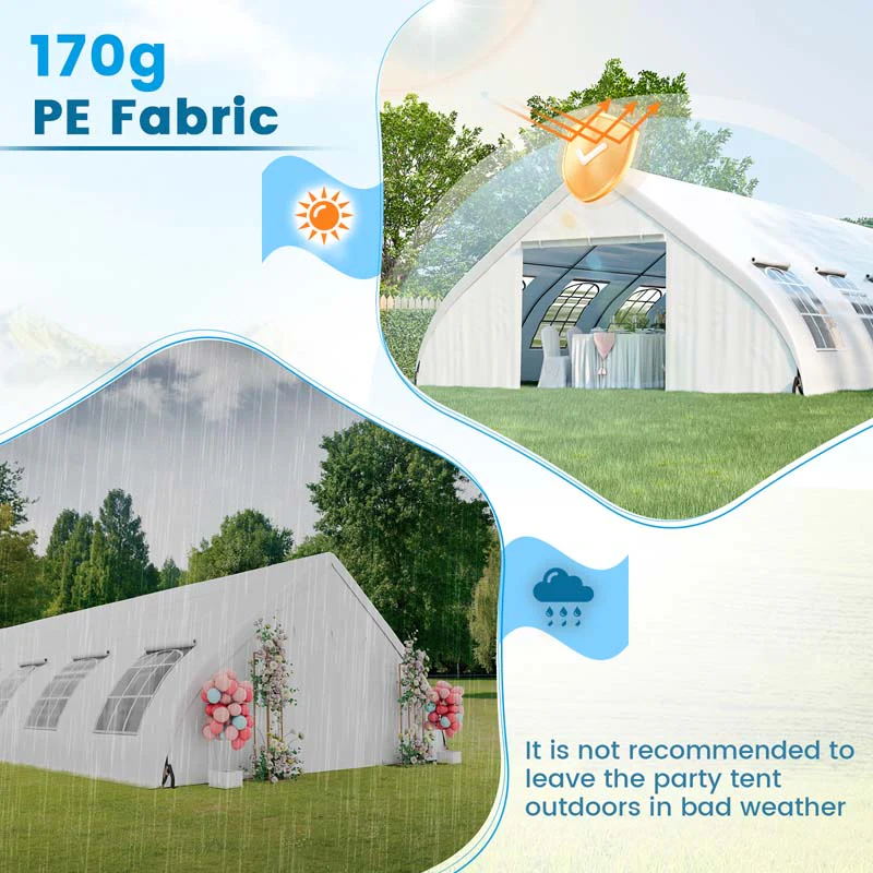 Eletriclife 20 x 40 FT Peach Shaped Party Tent Wedding Canopy with Zipper Doors