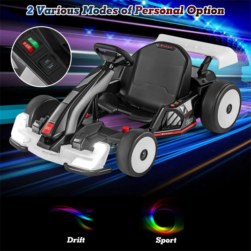 Eletriclife 24V Licensed Audi Kids Go Kart Length Adjustable Ride on Racing Toy for Children Ages 6