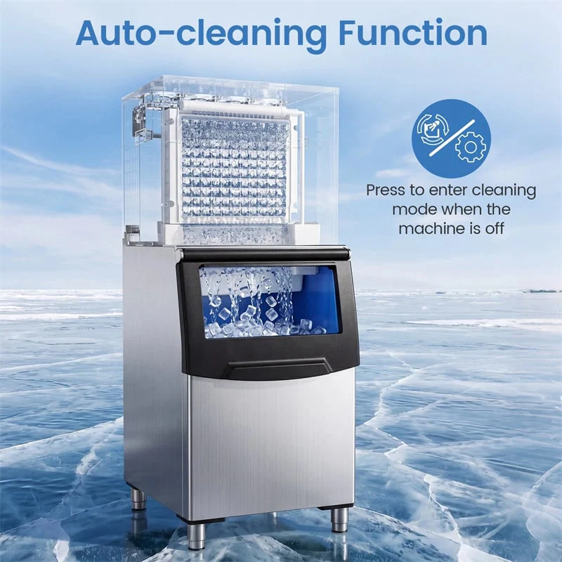 Eletriclife 450 LBS/24H Commercial Split Ice Maker Stainless Steel Ice Machine with 250 LBS Storage Bin for Resturants Bar Cafe