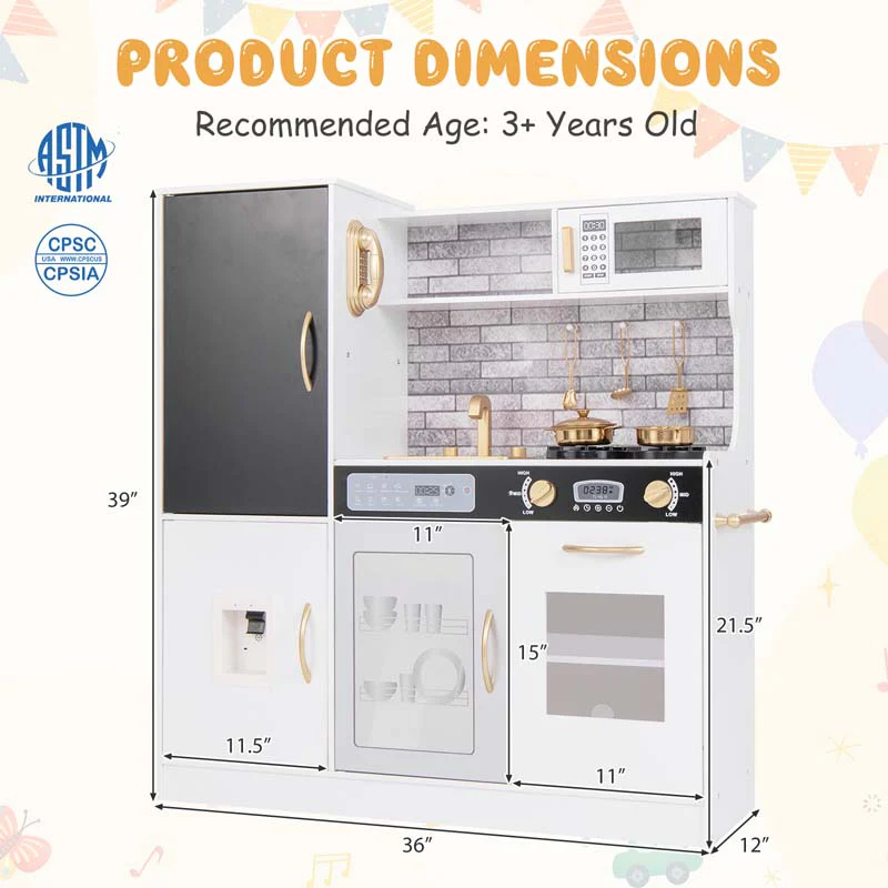 Eletriclife Pretend Play Kitchen with Utensils for Kids Aged 3