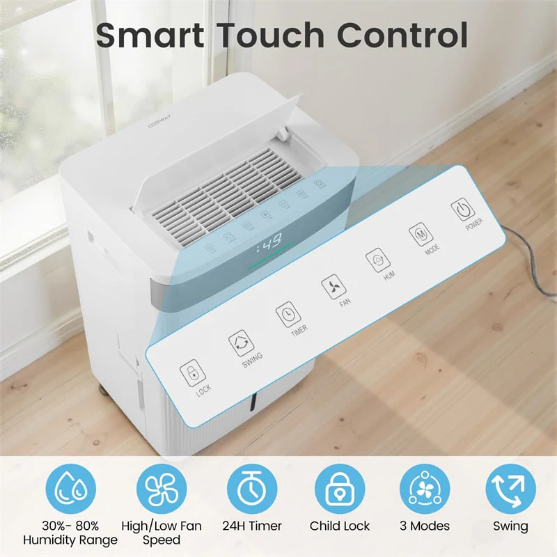 Eletriclife 96 Pints 5500 Sq.Ft Dehumidifier for Basement with Drain Hose, Auto Defrost & 24H Timer