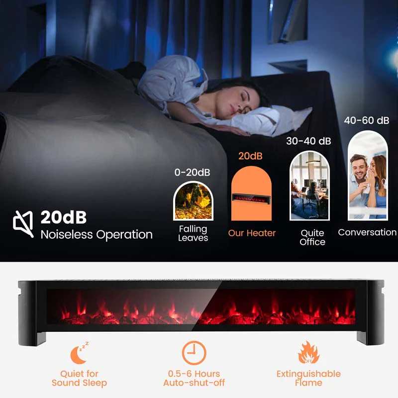 Eletriclife 1400W Baseboard Electric Heater with Realistic Multicolor Flame