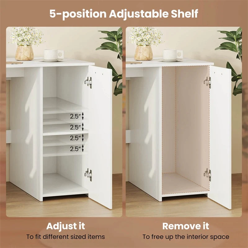 Eletriclife 53" Computer Desk with 4 Storage Drawers, Cabinet & Charging Station for Home Office Study
