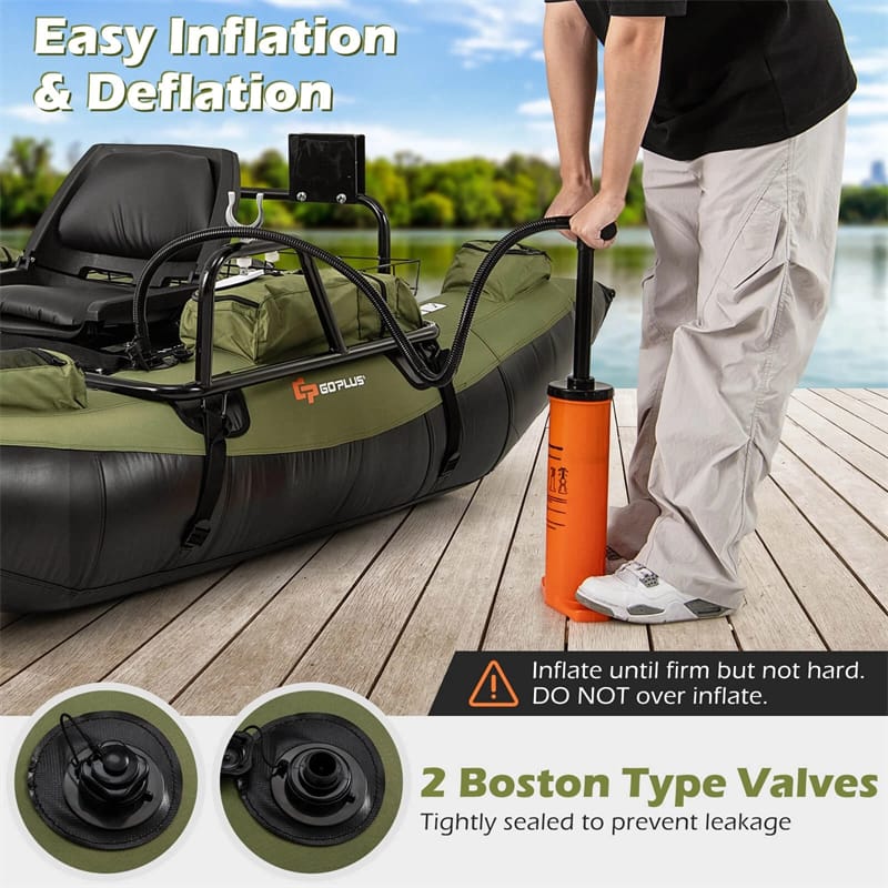 Eletriclife Inflatable Fishing Float Tube with Foldable Padded Seat & Adjustable Footrest