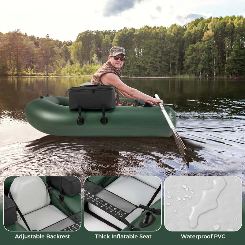 Eletriclife Inflatable Fishing Float Tube for Angling with Fish Ruler and Angling Base