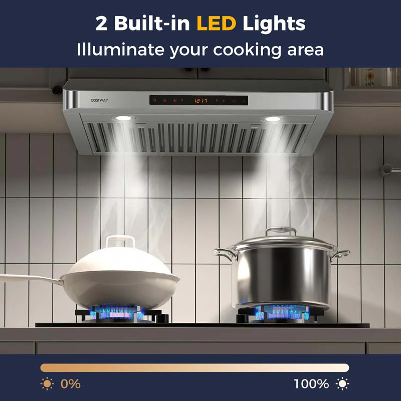 Eletriclife 36/30 Inch Under Cabinet Range Hood 900 CFM Kitchen Vent with 4 Fan Speed