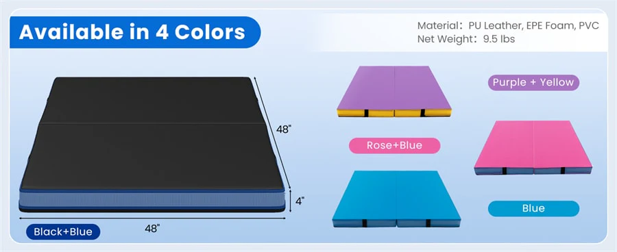 Eletriclife 4" Thick Folding Gymnastic Mat Home Gym Bio-Fold Exercise Tumbling Mat for Aerobics Workout Yoga