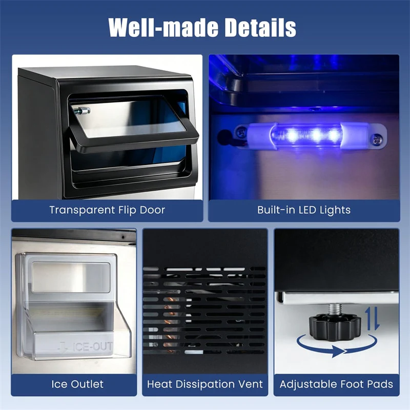 Eletriclife 90 LBS/24H Commercial Nugget Ice Maker Undercounter Chewable Pellet Ice Machine with Self-Cleaning