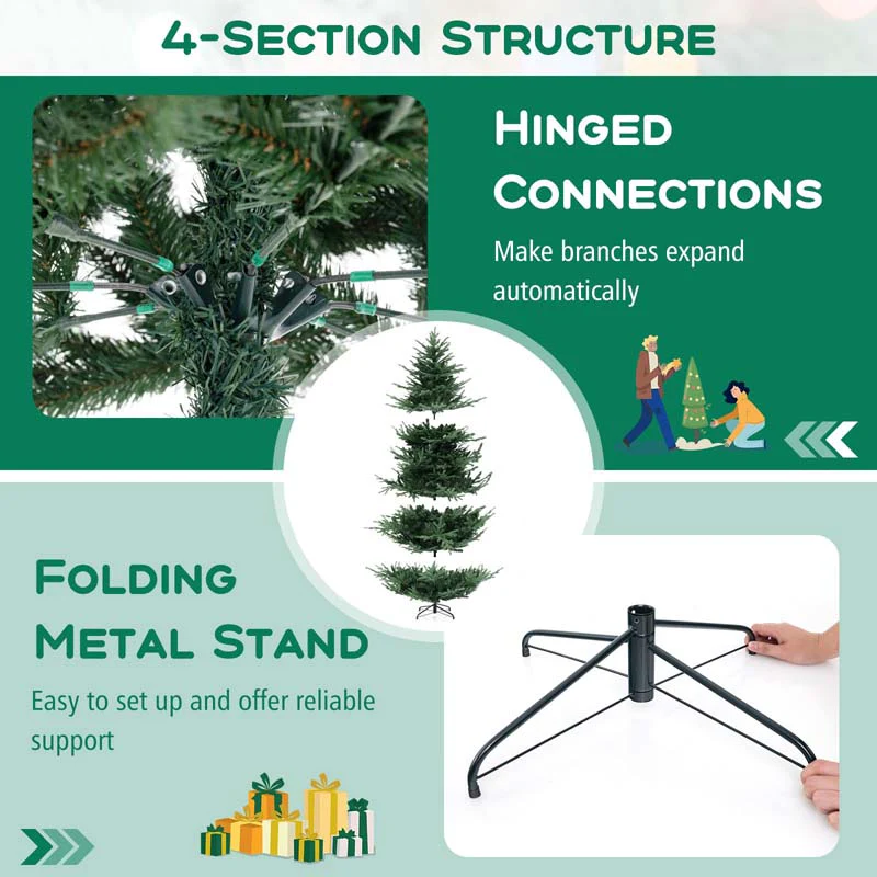 Eletriclife 6/7/8 Feet Pre-Lit Artificial Christmas Tree with Warm White LED Lights and Branch Tips