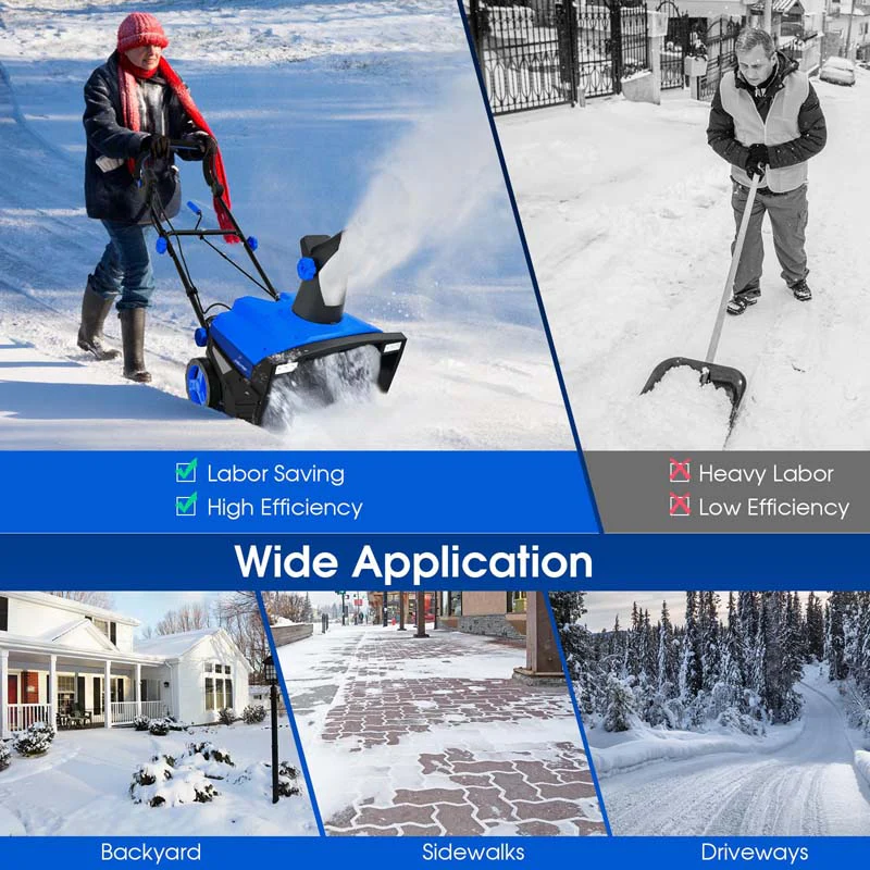 Eletriclife 20 Inch 120V 15Amp Electric Snow Thrower with 180° Rotatable Chute