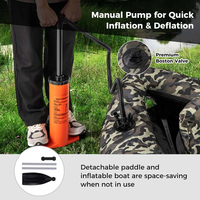 Eletriclife 350 LBS Inflatable Fishing Float Tube with Adjustable Backrest