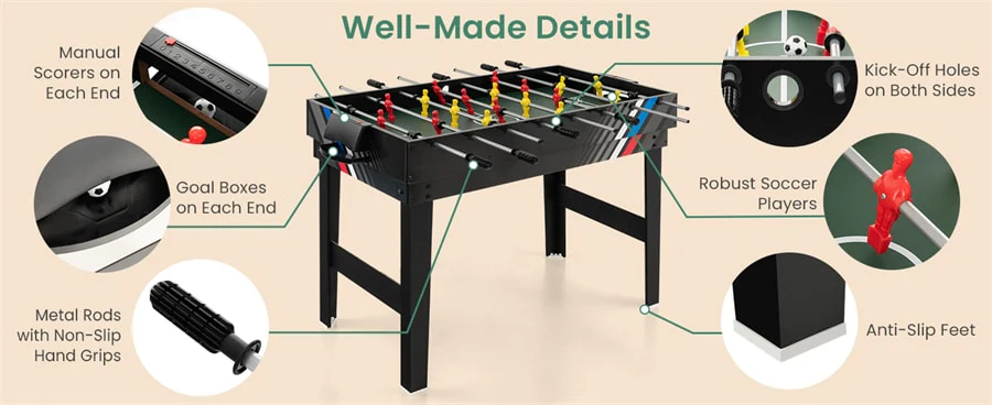 Eletriclife 4-in-1 Multi Game Table 49" Foosball/Pool/Air Hockey/Table Tennis Comb Table for Arcade Game Room