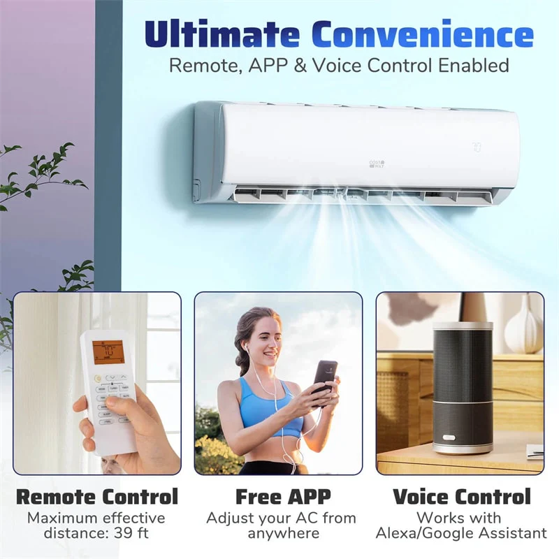 Eletriclife 17000 BTU 208/230V 17 SEER2 Wifi Mini Split Air Conditioner & Heater Pump System