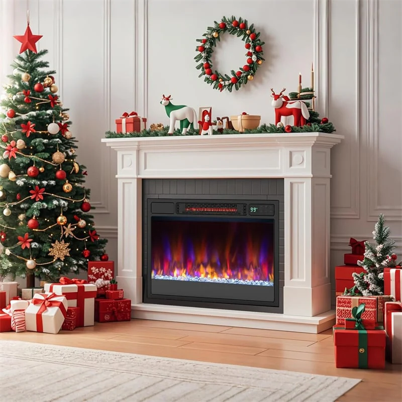 Eletriclife 23" Infrared Quartz Electric Fireplace Insert 1500W Recessed Heater with Remote Control