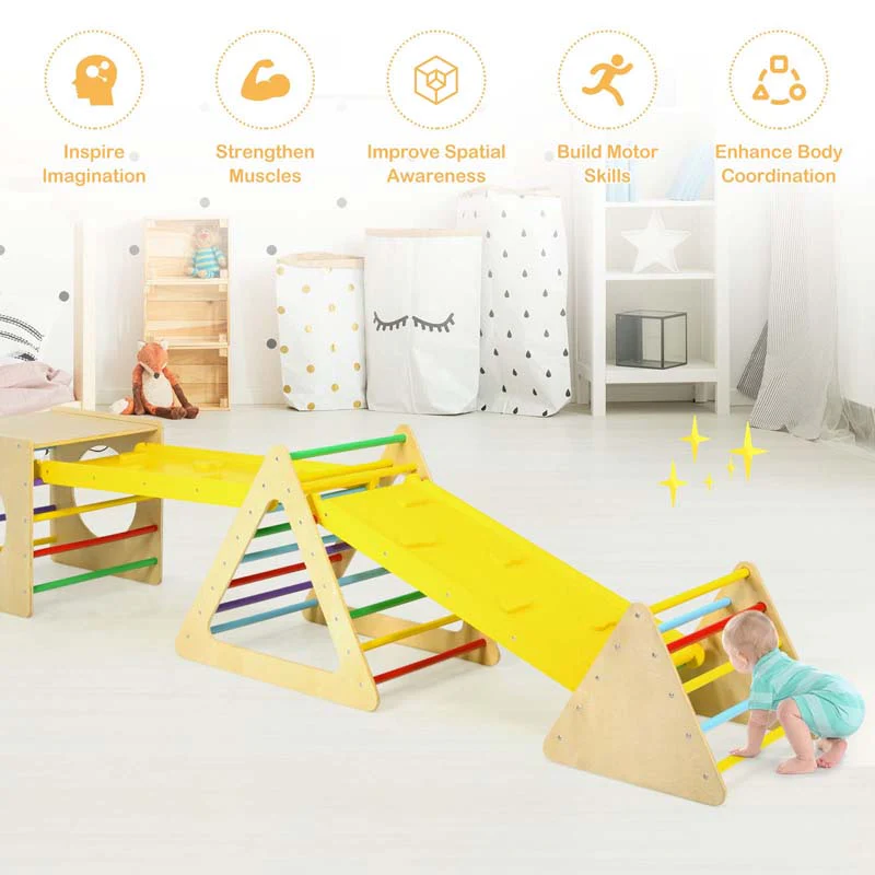 Eletriclife 5 in 1 Kids Triangle Climber Play Gym Set with 2 Ramps