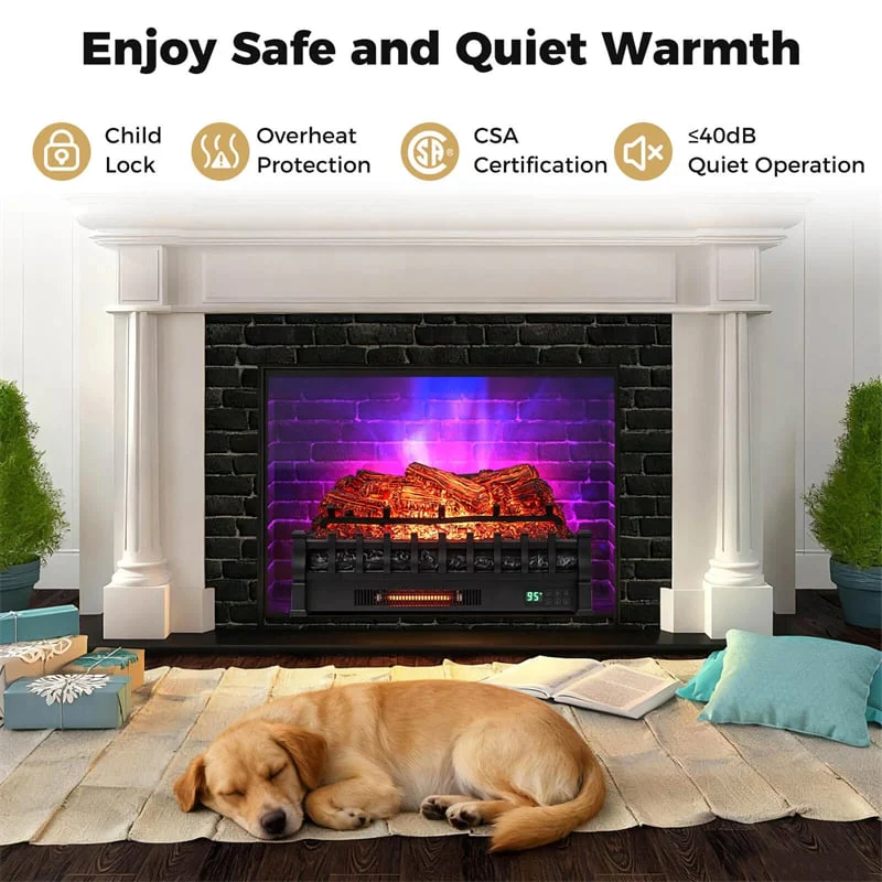 Eletriclife 26" WiFi Electric Fireplace Insert Log Set Infrared Quartz Heater App/Remote Control