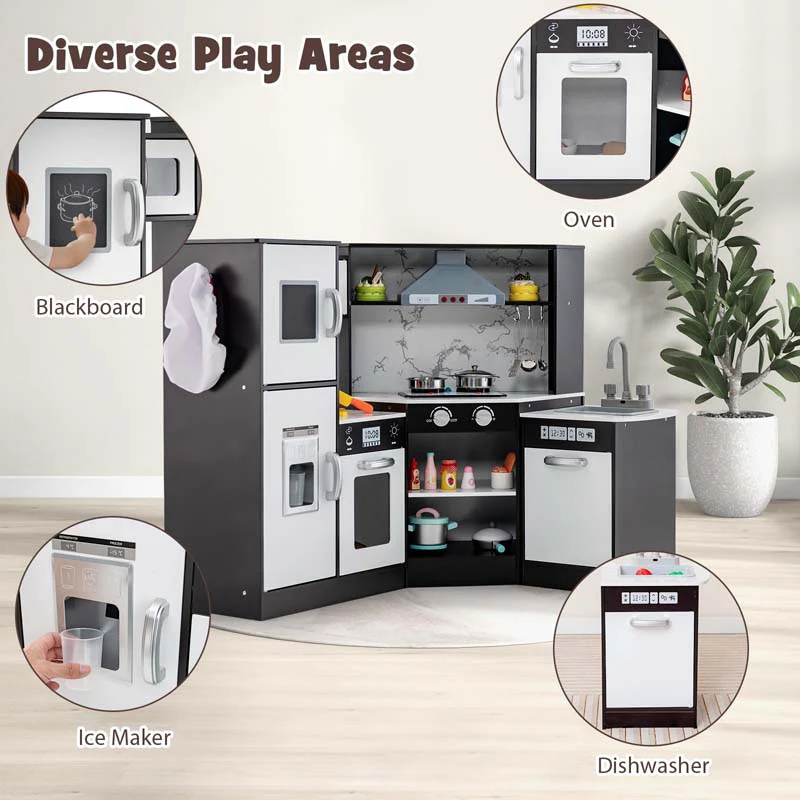 Eletriclife Kids Corner Pretend Kitchen Playset with Separated Washing Basin