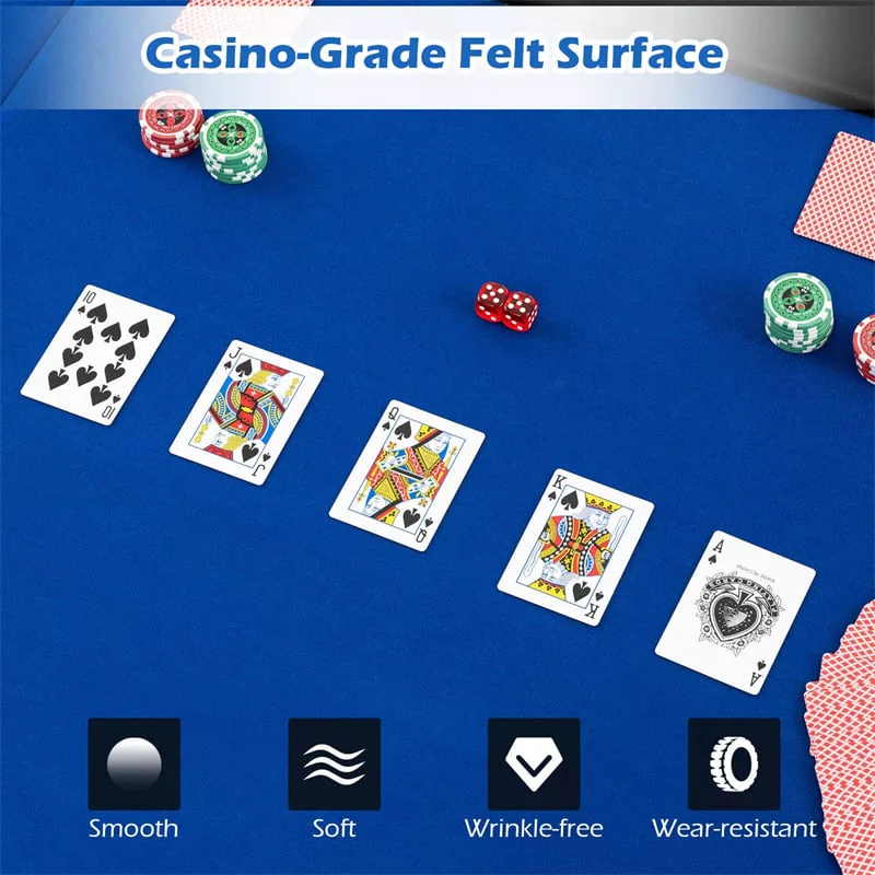 Eletriclife 82" x 42" 10-Player Triple-Fold Poker Table Top Portable Padded Oval Poker Card Table Topper