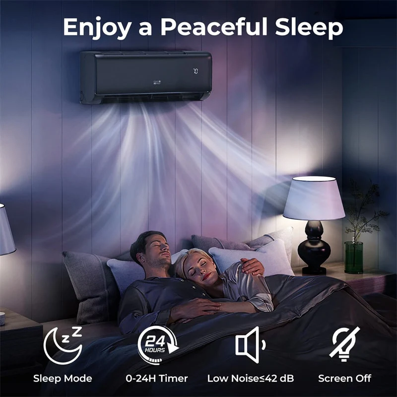 Eletriclife 12000 BTU WiFi Enabled Mini Split AC & Heater - 22 SEER2 115V Inverter Heat Pump Compatible with Alexa