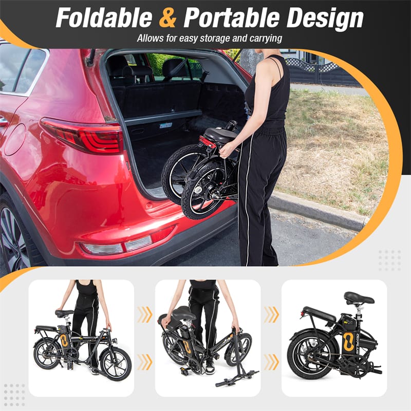 Eletriclife 16" Folding Electric Bike with 500W Brushless Motor 20 MPH for City Commuting