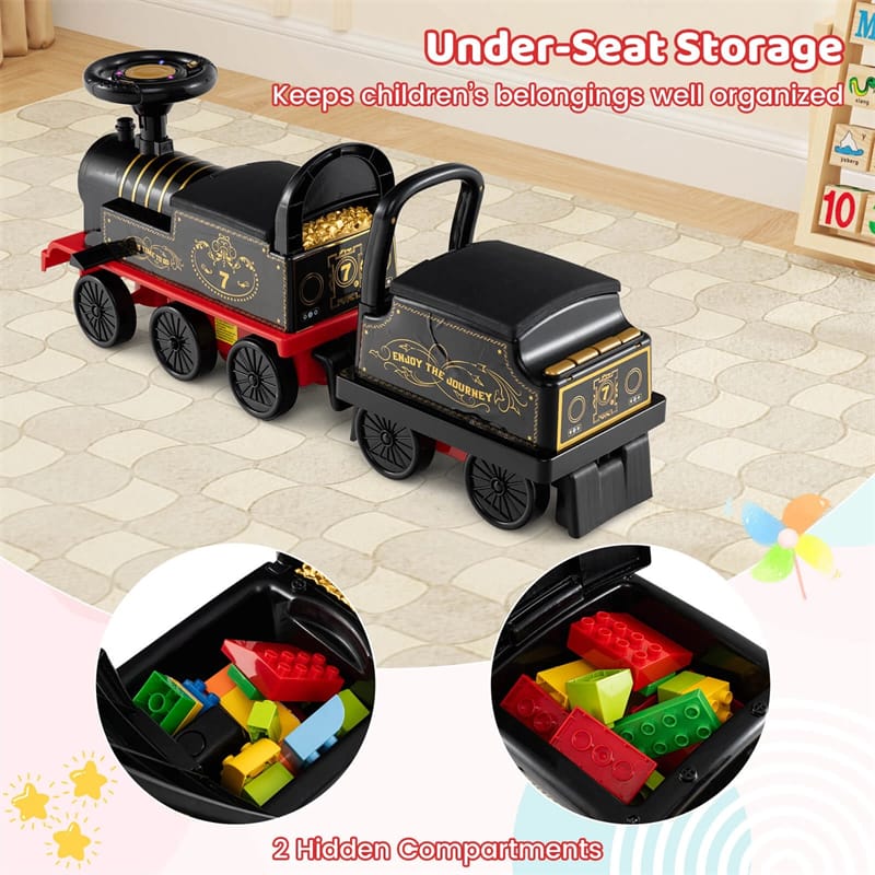 Eletriclife 6V 2-Seater Ride On Train with Detachable Carriage Under-Seat Storage for Kids Toddlers