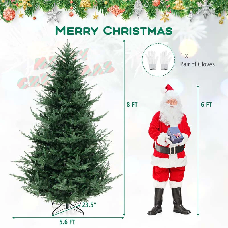 Eletriclife 6/7/8 Feet Pre-Lit Artificial Christmas Tree with Warm White LED Lights and Branch Tips