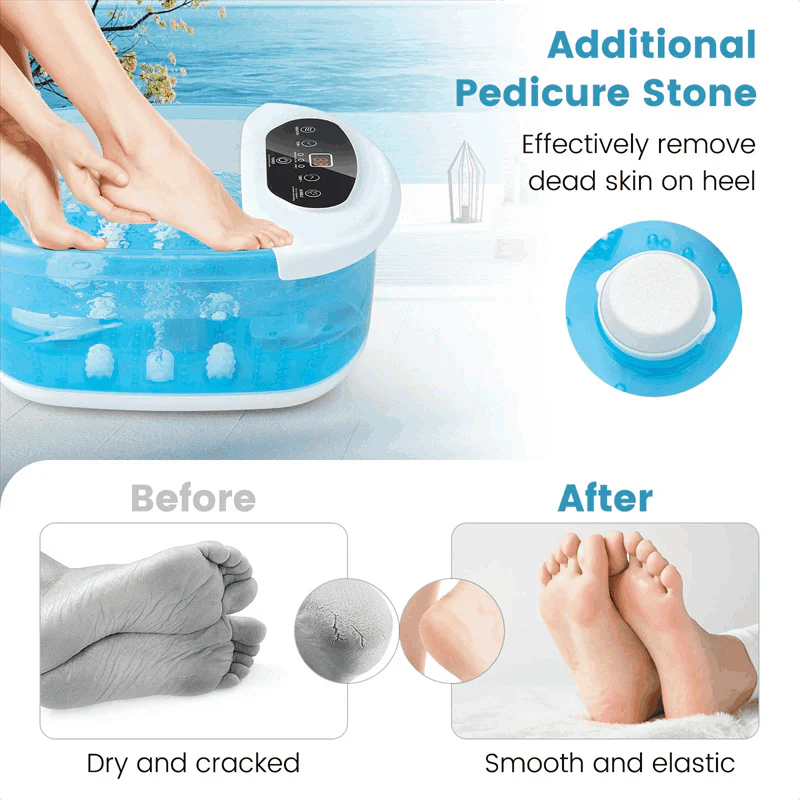 Eletriclife Spa Bath Massager with Heat, Bubbles & Vibration Mode, 12 Rollers, Pedicure Stone for Stress Relief