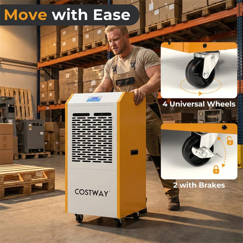 Eletriclife 290 Pints Industrial & Commercial Dehumidifier with Pump, Drain Hose & Wheels for 9000 Sq.Ft Basement