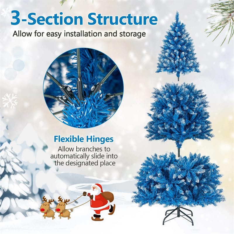 Eletriclife 6 FT Pre-Lit Christmas Tree Blue Hinged with 767 Frosted PVC Tips, 270 Warm White LED Lights, 8 Modes & Folding Stand for Holiday Decor