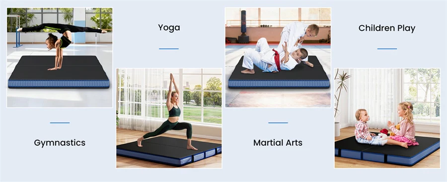 Eletriclife 4" Thick Folding Gymnastic Mat Home Gym Bio-Fold Exercise Tumbling Mat for Aerobics Workout Yoga