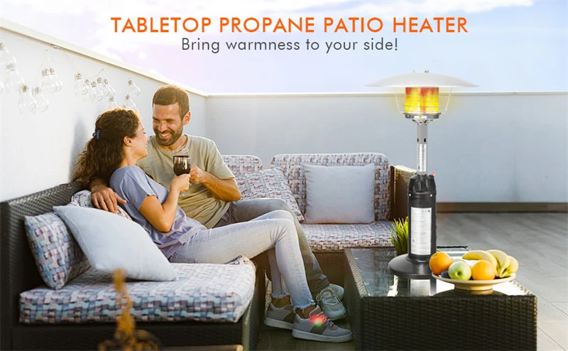 Eletriclife 11,000 BTU Tabletop Propane Patio Heater Portable Outdoor Heater with Adjustable Flame
