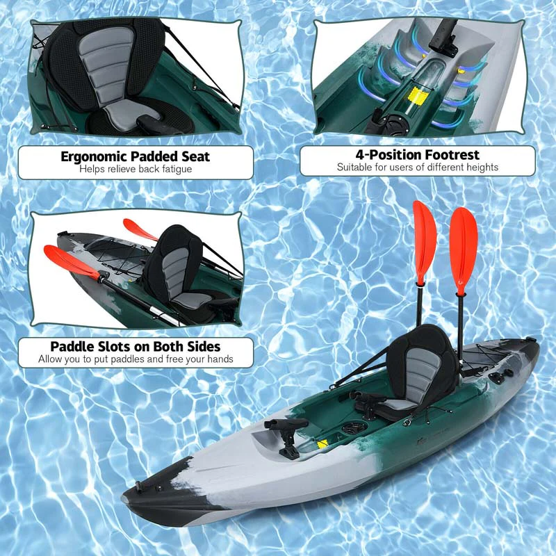 Eletriclife Sit-on-Top Fishing Kayak Boat With Fishing Rod Holders and Paddle