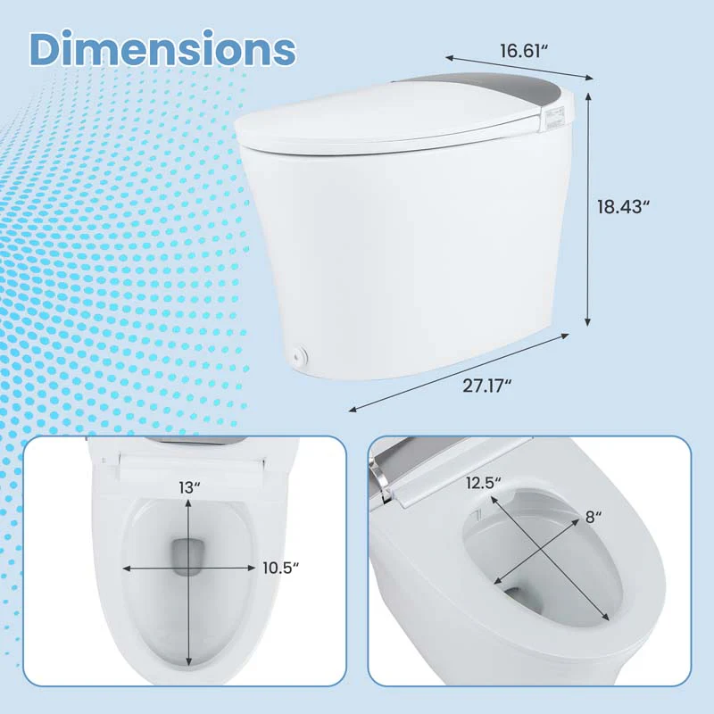 Eletriclife One-Piece Smart 1.28 GPF Elongated Bidet Toilet Seat with Night Light