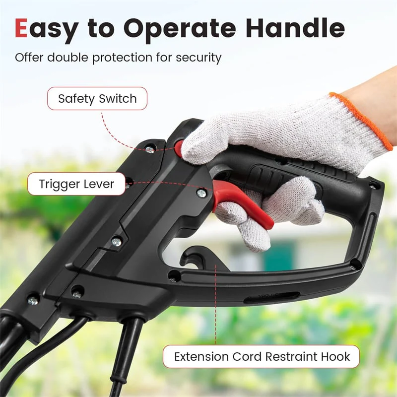 Eletriclife 14" 10 Amp Corded Electric Tiller Cultivator Foldable Handle Garden Rototiller with 9" Tilling Depth