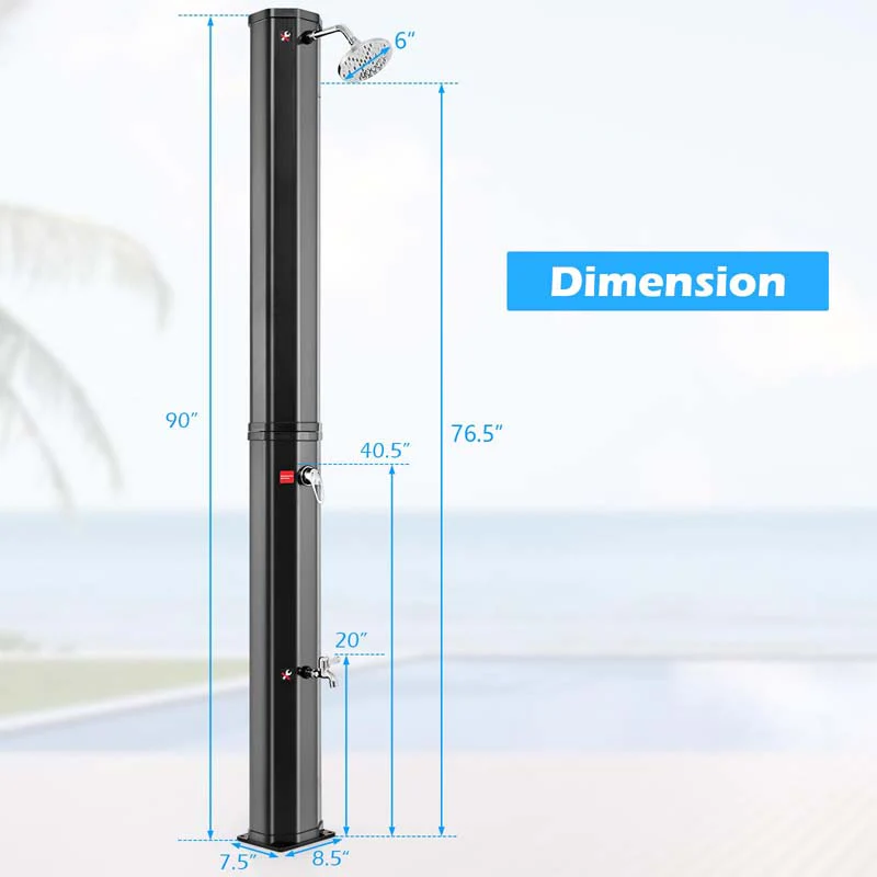Eletriclife 7.5 Feet 15.9 Gallon Solar Heated Outdoor Shower with Shower Head